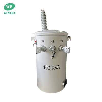 خرید ترانسفورماتور توزیع برق 100kva تک فاز قطب نصب شده 34.5KV تا 120V تولید آنلاین