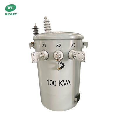 خرید 100KVA قطب تک فاز نصب شده ترانسفورماتور توزیع روغن غوطه ور شده 12470V مخزن 304SS مایع پر شده قطب نصب شده تولید آنلاین
