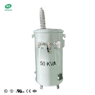 خرید 50 KVA ترانسفورماتور قطب برق تک فاز قطب نصب شده توزیع 34500V به 120V تولید کنندگان گواهی ANSI IEEE UL تولید آنلاین