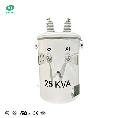 خرید گواهینامه UL 25 Kva واحد مرحله ای قطب نصب شده ترانسفورماتور قدرت بالا توزیع روغن زیر آب ترانسفورمور 12470V تا 480V DOE 2016 تولید آنلاین