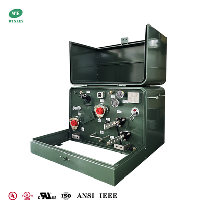 خرید 50Kva یک فاز پد نصب شده ترانسفورماتورها توزیع برق حلقه تغذیه قطبی افزودنی 240V تا 480V UL لیست شده تولید آنلاین