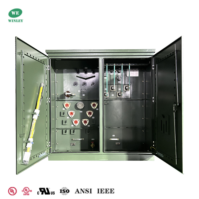 خرید UL 1500Kva سه فاز پد نصب شده ترانسفورمور توزیع سیستم برق چند ولتاژ 13.8KV 13.2KV 12.47KV تا 480V استانداردهای ASNI تولید آنلاین