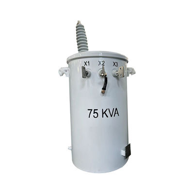 75kva Single Phase Pole Mounted Distribution Transformer Oil غوطه ور شده از 13.2KV تا 240V