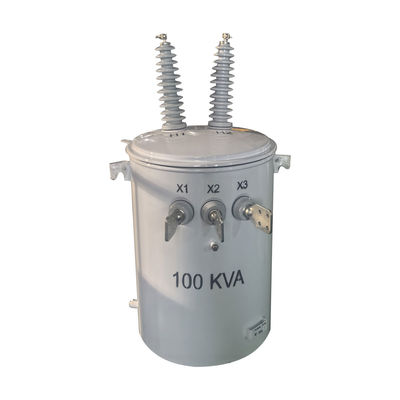 100kva واحد فاز قطب الکتریکی نصب شده نوع توزیع ترانسفورم روغن غوطه ور 24.9KV تا 240V