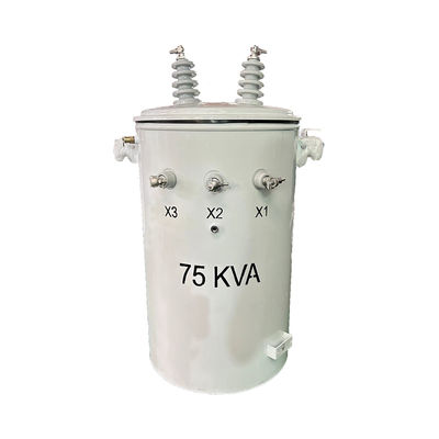 قطب تک فاز نصب شده مرحله بالا قدرت نفتی ترانسفورماتور الکتریکی دو لوله 34.5kv 75kva