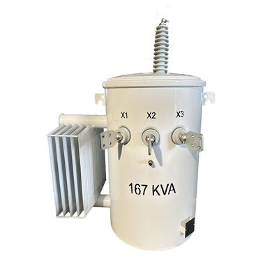 ترانسفورماتور قطب برق 167kva یک فاز قطب توزیع نصب شده ترانسفورماتور 34500V تا 240v