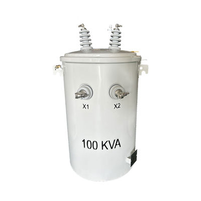 100 KVA قطب نصب شده ترانسفورماتور تک فاز قطب برق ترانسفورماتور روغن نوع 13.8kv تا 277v استاندارد Ansi Ieee