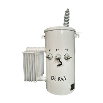 125KVA یک فاز قطب نصب شده ترانسفورماتور روغن غوطه ور توزیع 34.5KV تا 120V