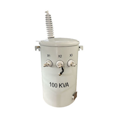 100KVA یک فاز قطب نصب شده توزیع ترانسفورماتور ولتاژ دوگانه گام پایین 34.5KV به 120V