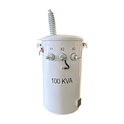 ترانسفورماتور قطب برق تک فاز 100KVA نوع روغن دو پیچ 34.5KV تا 120V