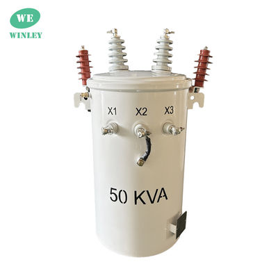 50kva واحد مرحله ای قطب نصب شده ترانسفورماتور روغن غوطه ور 12.47KV 304SS ANSI / IEEE C57