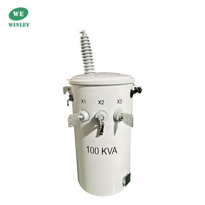 100KVA واحد فاز قطب نصب شده ترانسفورماتور قدرت 34500V به 120V توزیع بالا