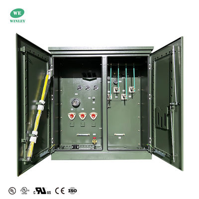 300Kva سه فاز پد نصب شده ترانسفورماتور روغن غوطه ور توزیع 12870V تا 208V استانداردهای ANSI IEEE