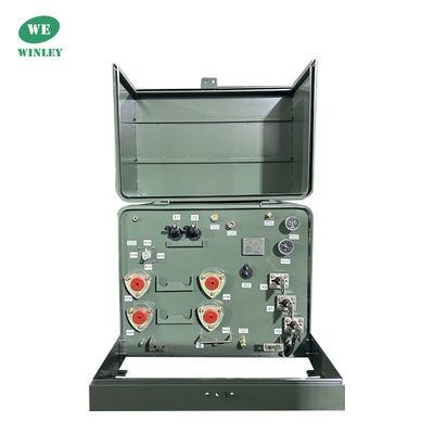 واحد مرحله پد نصب شده ترانسفورماتور توزیع فرو رفته روغن 25kva 12.47KV نوع جعبه ترکیبی در فضای باز
