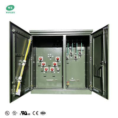 UL گواهینامه 3 فاز پد نصب شده ترانسفورماتور روغن غوطه ور 500Kva 34.5KV به 208Y Dead Front Loop تغذیه
