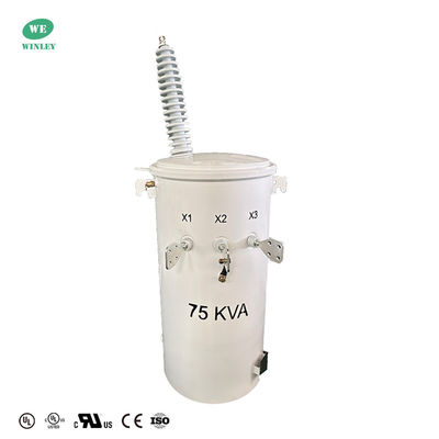 UL گواهینامه 75KVA واحد مرحله قطب نصب ترانسفورماتور روغن غوطه ور 34.5KV تا 120V ترانسفورماتور توزیع بالا نوع متعارف