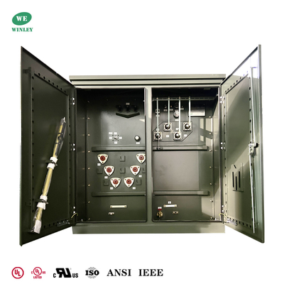 استاندارد آمریکایی UL / CUL گواهینامه 2000Kva ترانسفورماتور سه فاز نصب شده در پد 12470V تا ترانسفورماتور توزیع پر مایع 480V