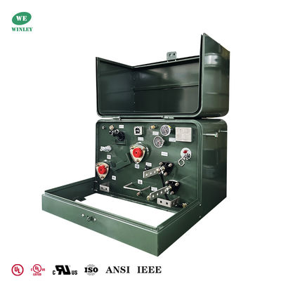 50Kva یک فاز پد نصب شده ترانسفورماتورها توزیع برق حلقه تغذیه قطبی افزودنی 240V تا 480V UL لیست شده